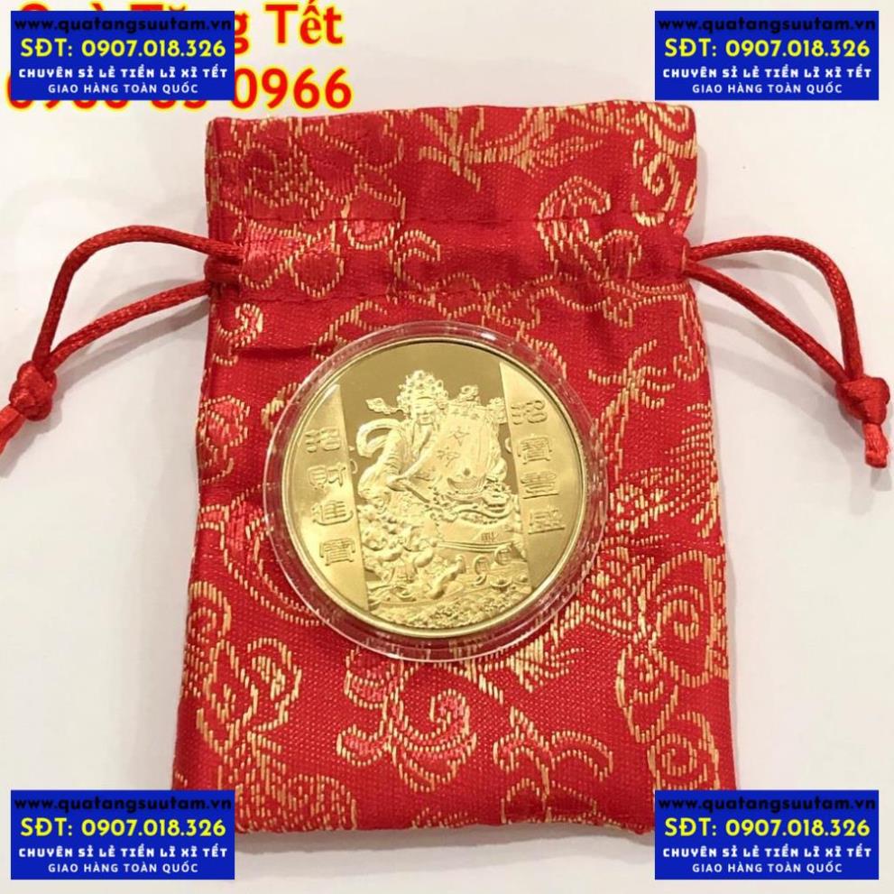 [SHOPEE TRỢ GIÁ] Đồng Xu Thần Tài Tặng Kèm Túi Gấm May Mắn