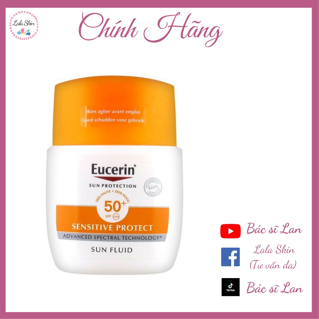 Kem chống nắng không gây nhờn rít cho da thường và da hỗn hợp Eucerin Sun Fluid Mattifying SPF50+