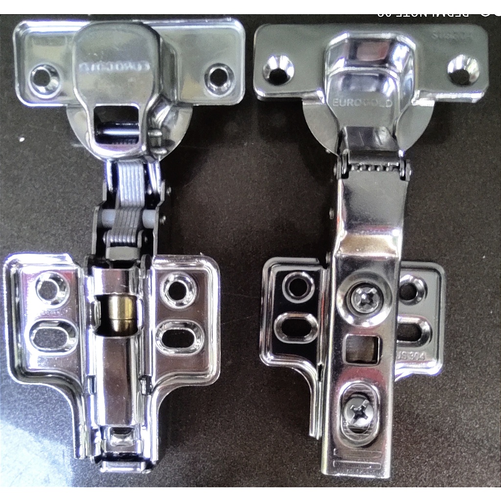 Bản lề inox 304 giảm chấn Thẳng, Cong vừa, Cong nhiều EUROGOLD, Bản lề bật, Bản lề tủ bếp