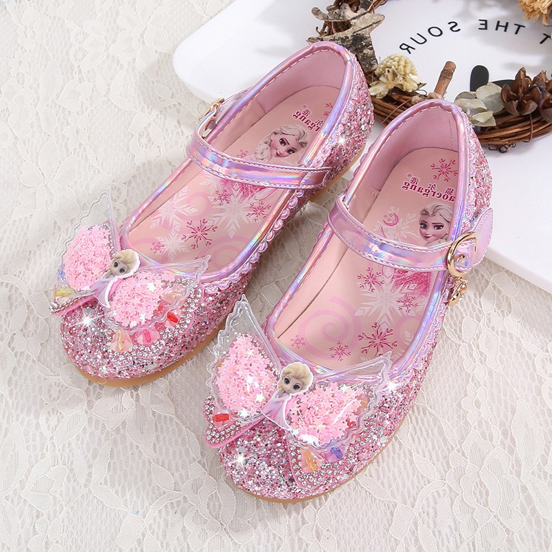 Giày búp bê công chúa elsa cao cấp cho bé gái 2-6 tuổi có kim tuyến lấp lánh