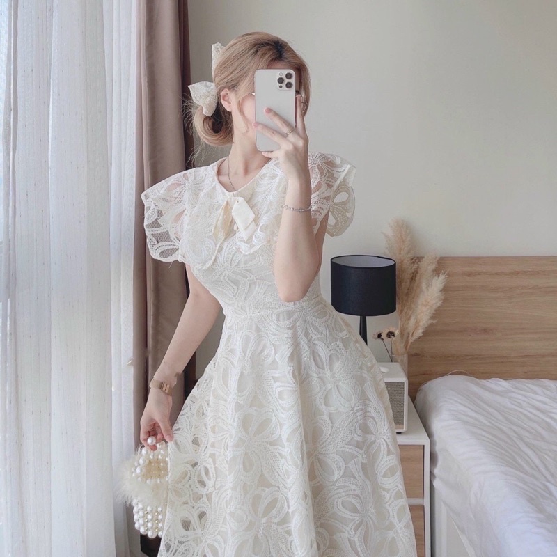 ĐẦM DỰ TIỆC REN HOA BÈO CỔ PRENA DRESS