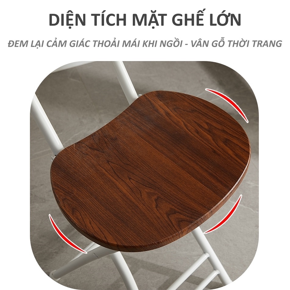 Ghế Gỗ Gấp Gọn Đa Năng,Ghế Làm Việc Tiện Lợi Khung Thép Chắc Chắn