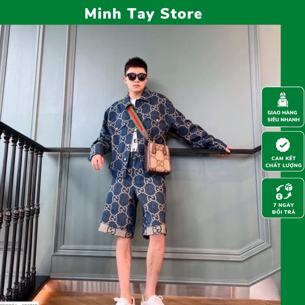 Áo Khoác Nam Gc Dập Vân Phối Họa Tiết Túi Sang Trọng . Áo Khoác Gc Chất Vải Thô Cao Cấp Dành Cho Nam - MINH TÂY STORE