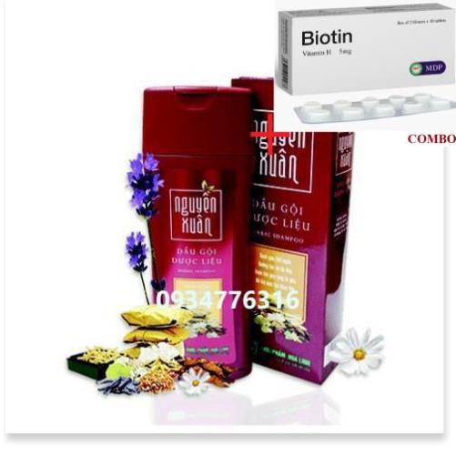 Combo Biotin 5mg+ ✅ Dầu Gội Dược Liệu Nguyên Xuân 200ml