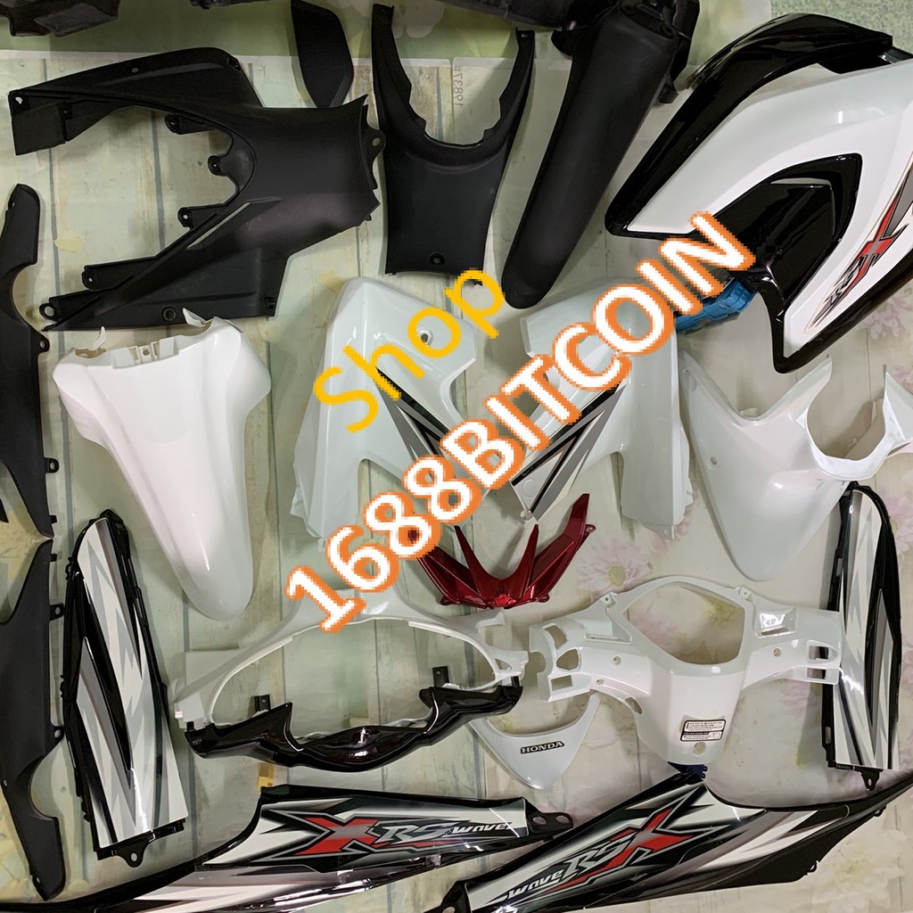 Bộ Dàn áo xe wave RSX 110 đời  2010 đến 2011 Màu Trắng Đen - nhựa trắng nguyên sinh ABS  cao cấp