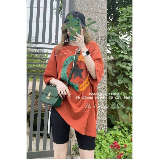 áo phông nữ form rộng cotton khô 3158 hình sao + in chữ