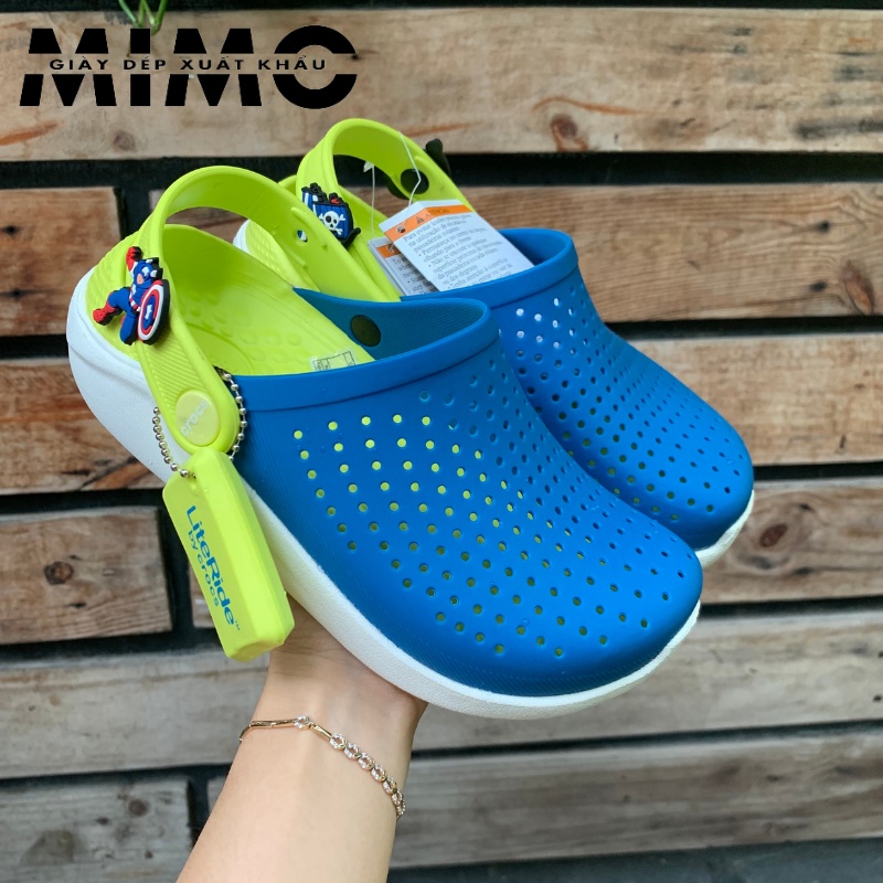 Dép sục Cross Literide trẻ em màu xanh cốm cực êm nhẹ, chống trơn trượt cho bé - Tặng 10 jibit