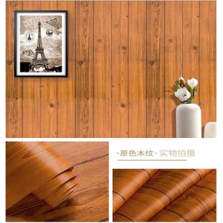 giấy dán tường❤️FREESHIP❤️giấy dán tường gỗ nâu khổ 45cm-decal dán tường giả gỗ có sẵn keo