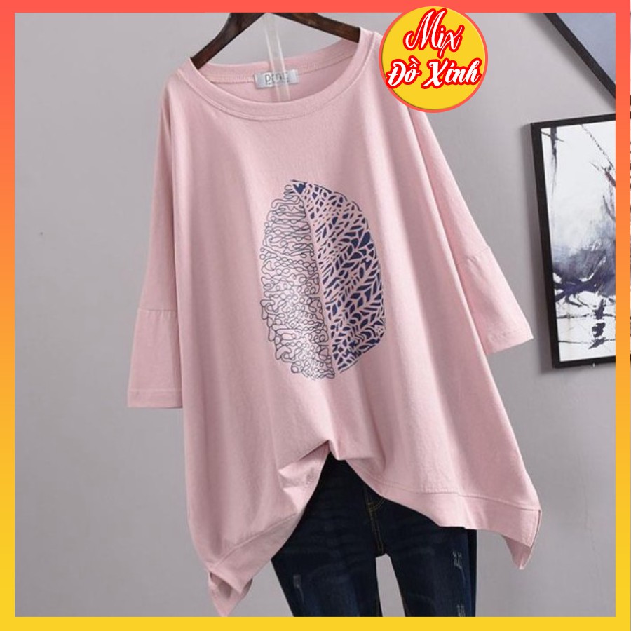 Áo phông unisex, áo thun form rộng tay lỡ, chất liệu thun cotton Mix. Đồ Xinh, in hình Lá Cây | BigBuy360 - bigbuy360.vn