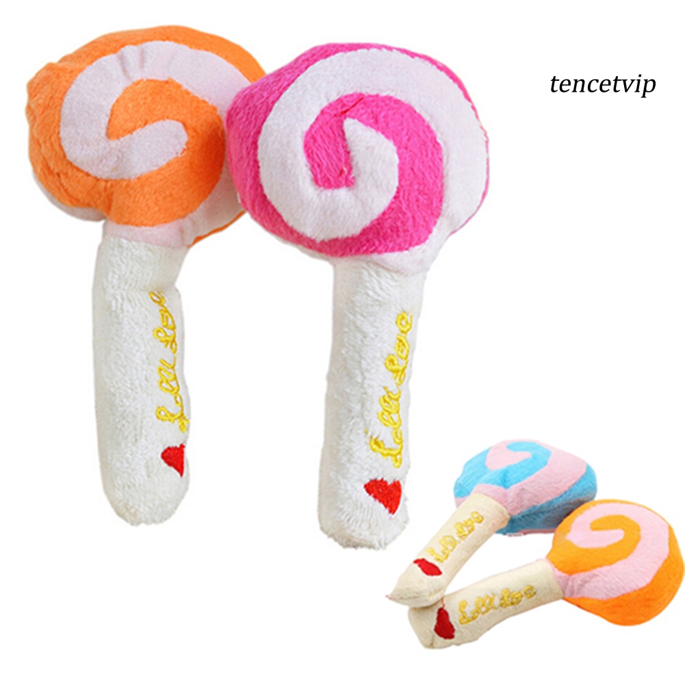 [Vip]Pet Dog Cat Molars Chew Sounding Plush Toys Puppy Teething Healthy Lollipops