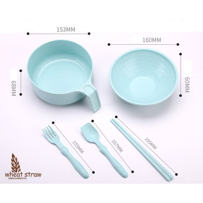 [0050] Bát úp mỳ tôm, bát ăn cơm lúa mạch-nhựa  kèm thìa, đũa, dĩa | BigBuy360 - bigbuy360.vn