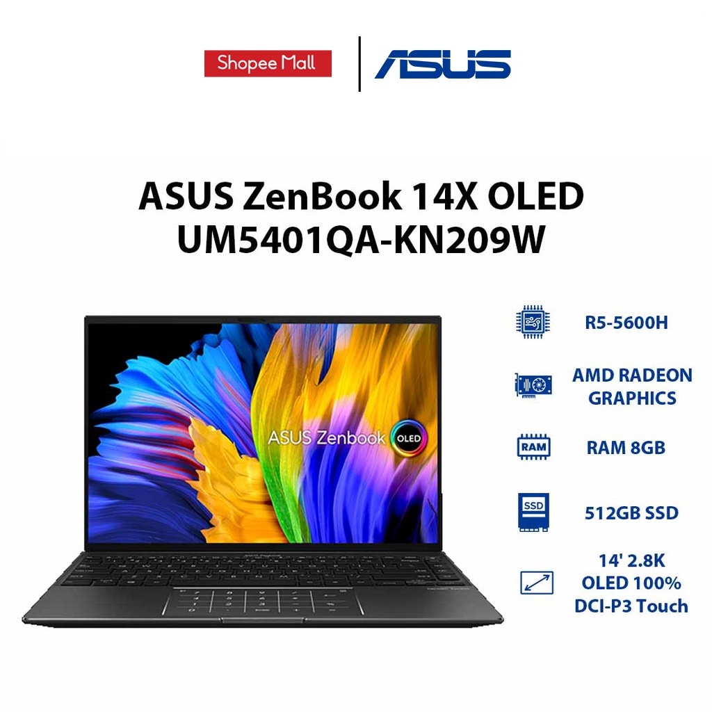 Laptop ASUS ZenBook 14X OLED UM5401QA-KN209W R5-5600H | 8GB | 512GB |14' 2.8K OLED