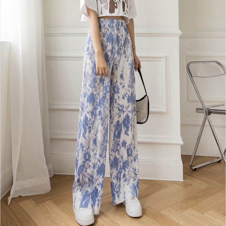 Quần dài ống rộng lưng cao nhuộm màu độc đáo thời trang cho nữ quần tây nữ