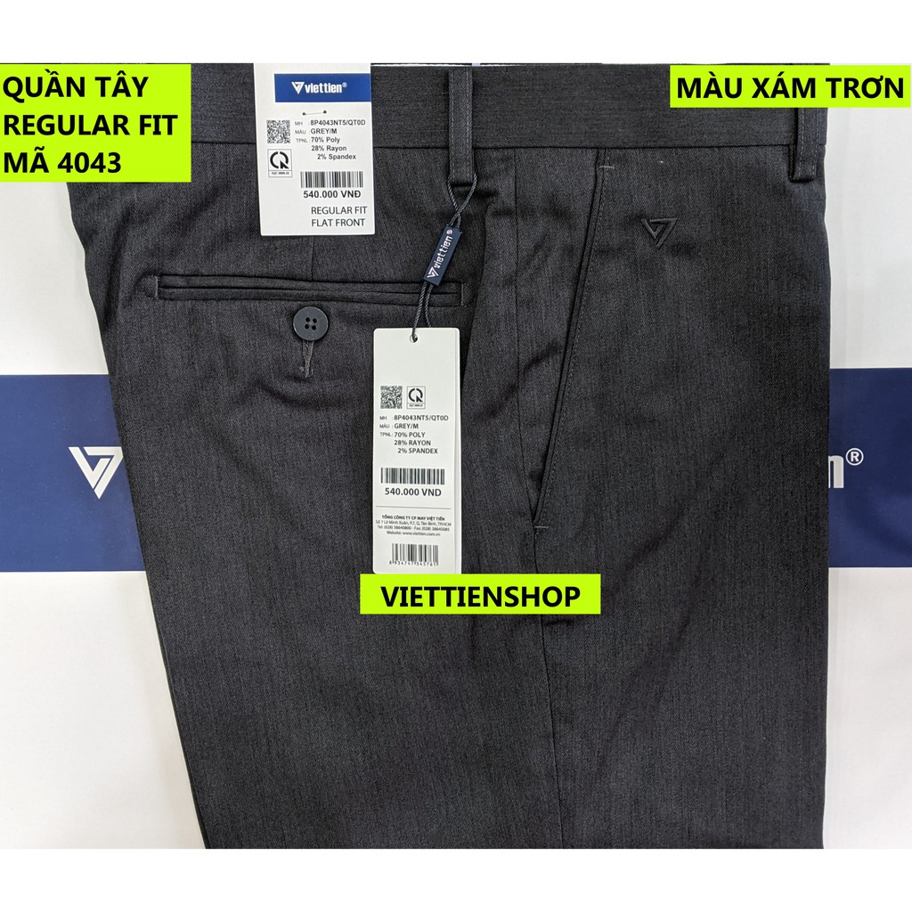 (4043 QTRF) QUẦN TÂY VIỆT TIẾN KHÔNG LY (ÔM VỪA - REGULAR FIT)