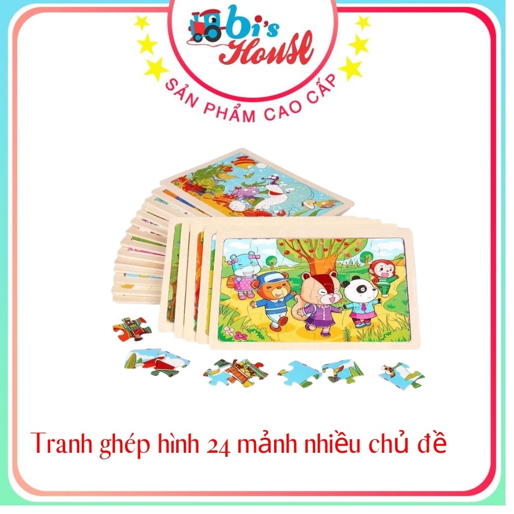 [Mã LIFETOYS1 giảm 30K đơn 99K] Tranh Xếp Hình 24 Mảnh Khung Bảng Gỗ Cho Bé Giúp Bé yêu Phát Triển Tư Duy