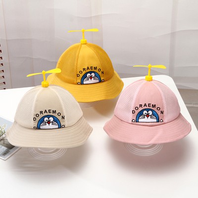 Mũ lưỡi trai cotton phối lưới mỏng in hoạt hình chong chóng tre cho bé