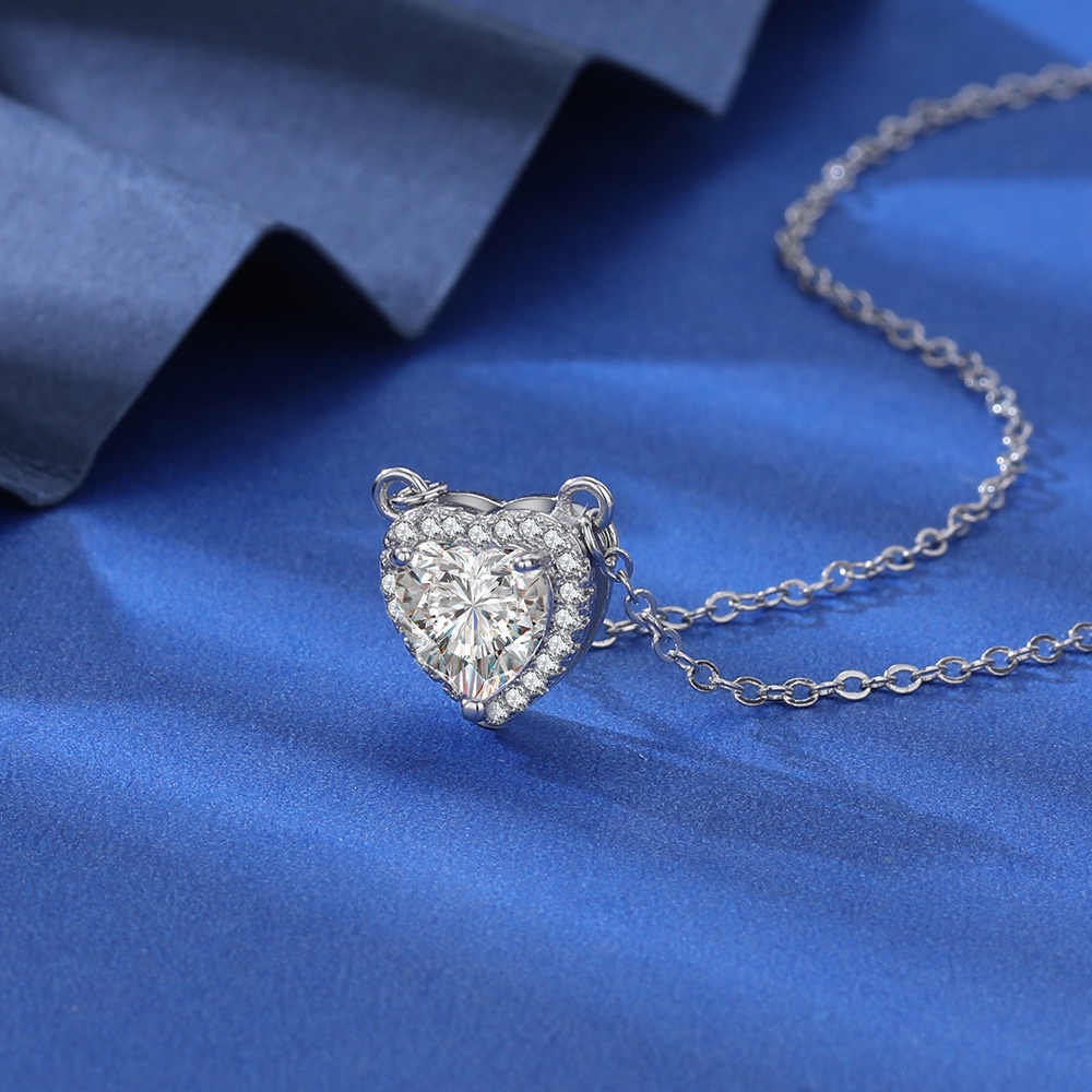 PANDORA Vòng cổ Bạc 925 Mặt Trái Tim Đính Đá Cz Thời Trang