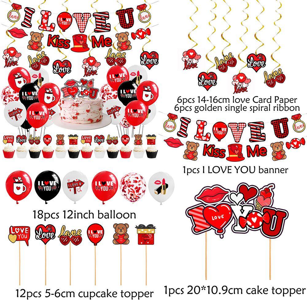 .Bộ Bong Bóng In Chữ Happy Valentine Dùng Trang Trí Bánh Kem