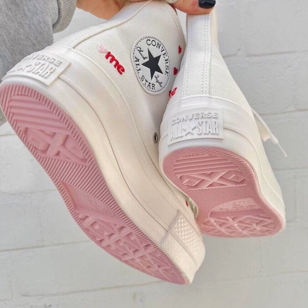 Giày Converse All Star Lift Đế Dày Thêu Họa Tiết Trái Tim Cá Tính 2022Valentine