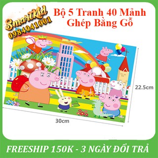 Tranh xếp hình combo 5 tranh 40 mảnh ghép hình bằng gỗ cho bé 1-10 tuổi