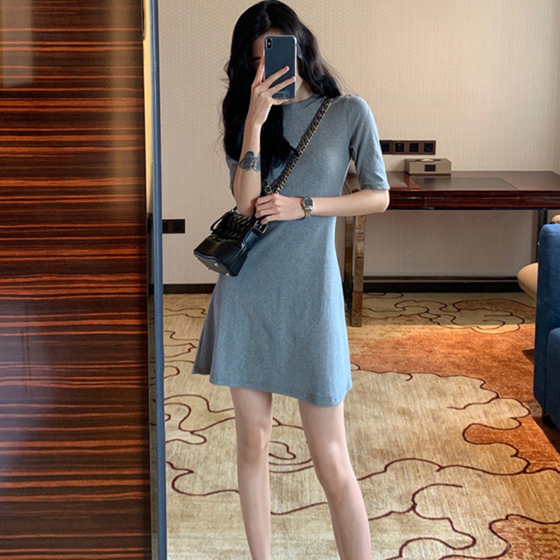 Đầm tay ngắn cổ chữ O thiết kế dáng chữ A nữ tính
