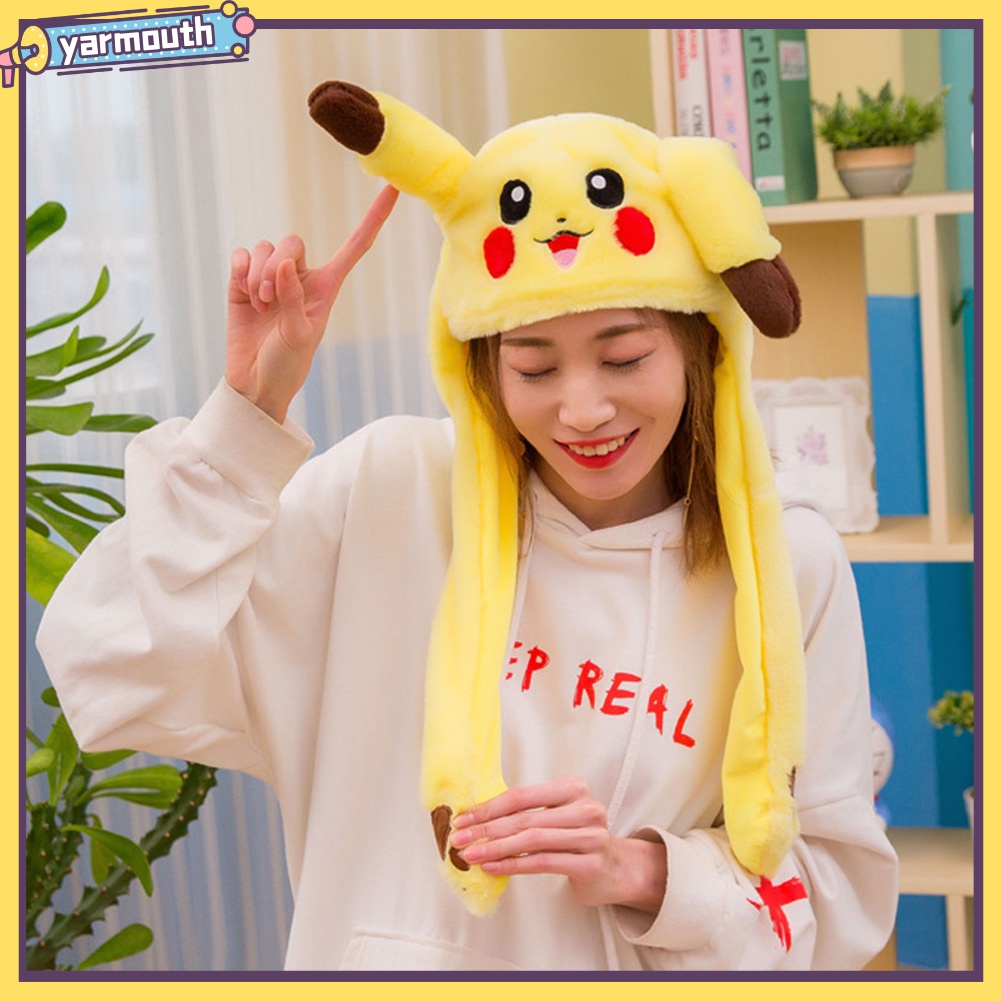 Nón Nhồi Bông Hình Pikachu Tai Thỏ Dễ Thương 60cm