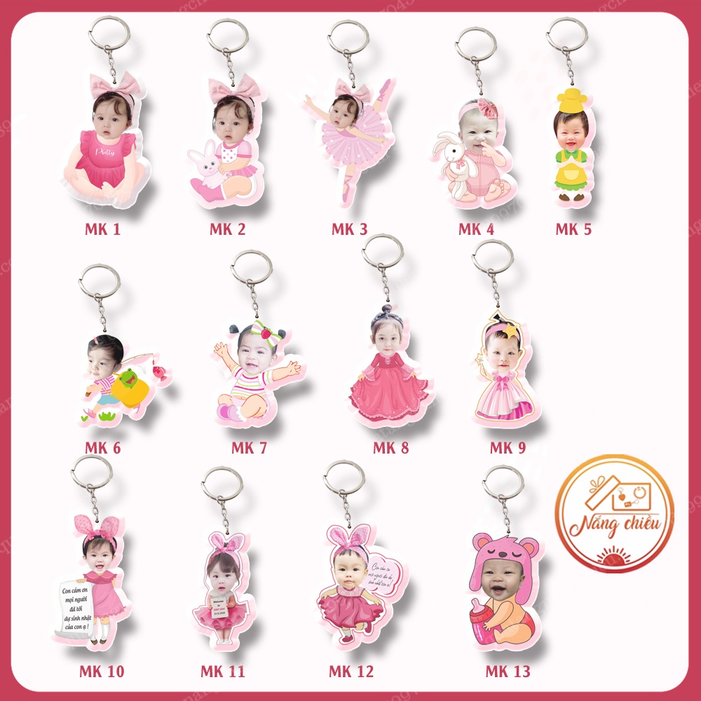 Phụ kiện đeo balo, treo xe, Móc khóa cắt ghép chibi theo yêu cầu, chất liệu mika sáng bóng, quà tặng ý nghĩa