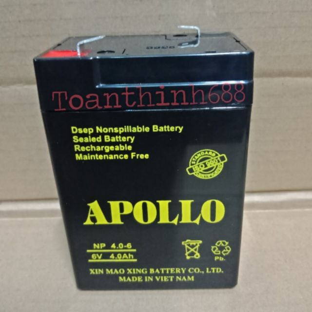 Bình Acquy khô Apollo 6V 4Ah.. CHÍNH HÃNG