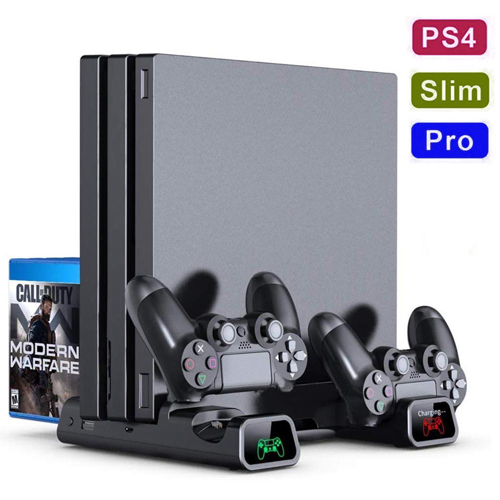 PS4 / PS4 Pro / PS4 Slim Bộ điều khiển sạc Bộ điều khiển sạc đứng Đế sạc 2 Quạt làm mát 12 Trò chơi Lưu trữ