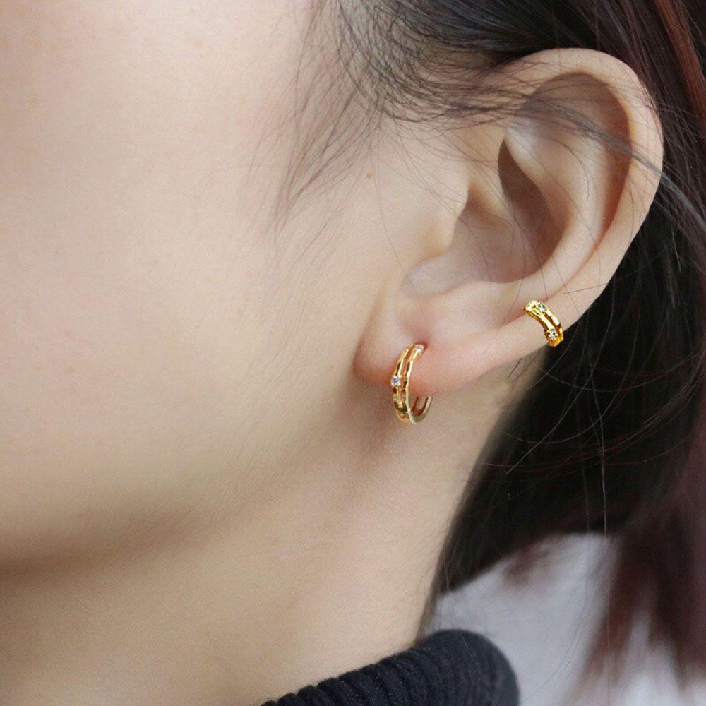 Khuyên Tai Tròn Nhỏ Thời Trang Không Gây Dị Ứng|Nhẫn Đính Đá Zirconia Nhiều Màu Sắc