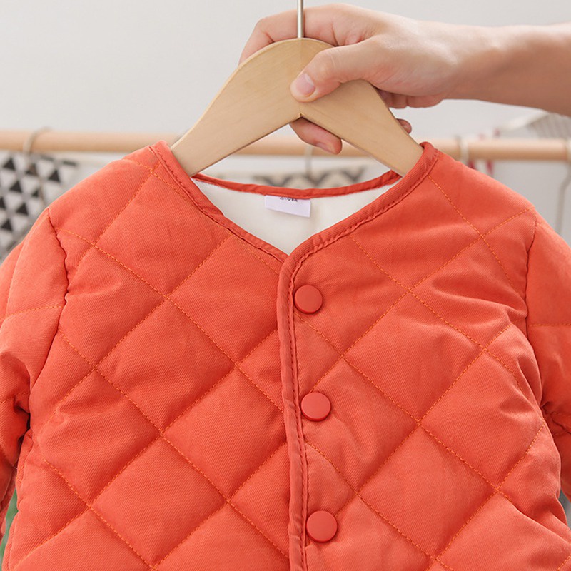 Áo khoác lót nhung cotton phong cách đơn giản thời trang thu đông ấm áp dành cho trẻ em