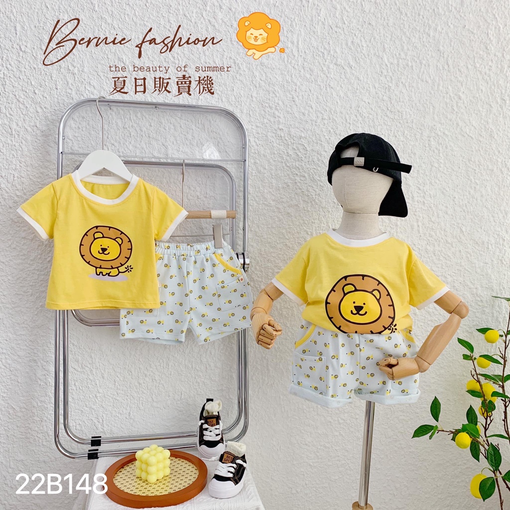 Bộ cotton cộc tay sư tử cho Bernie cho bé