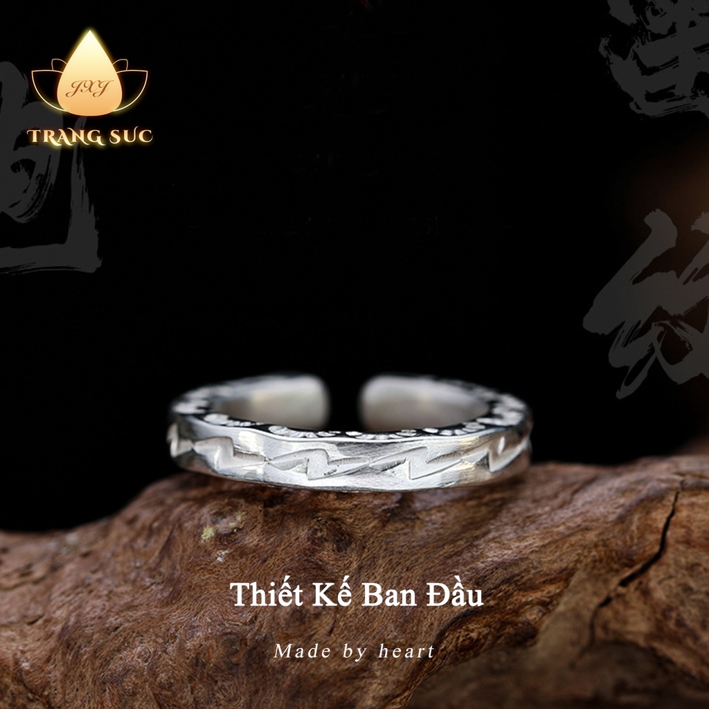 Nhẫn Nam Thiết kế ban đầu Mạ bạc Làm bằng tay Cổ điển Màu bạc Quà tặng Tia chớp Làm như cũ NH-227
