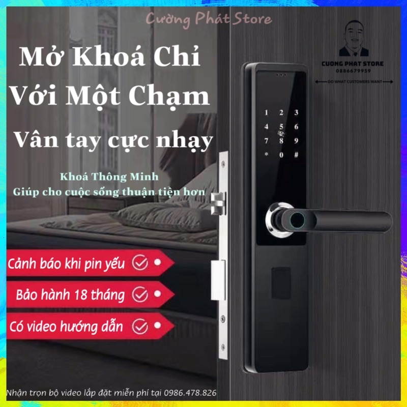 Khoá vân tay K100 lắp chung cư, Phòng trọ đủ các tính năng dài 27cm