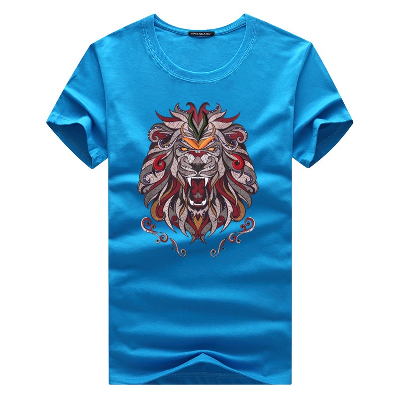 Áo Thun Tay Ngắn Cổ Tròn In Hình Đầu Sư Tử Cỡ Lớn Cá Tính Cho Cặp Đôi Size S-5XL