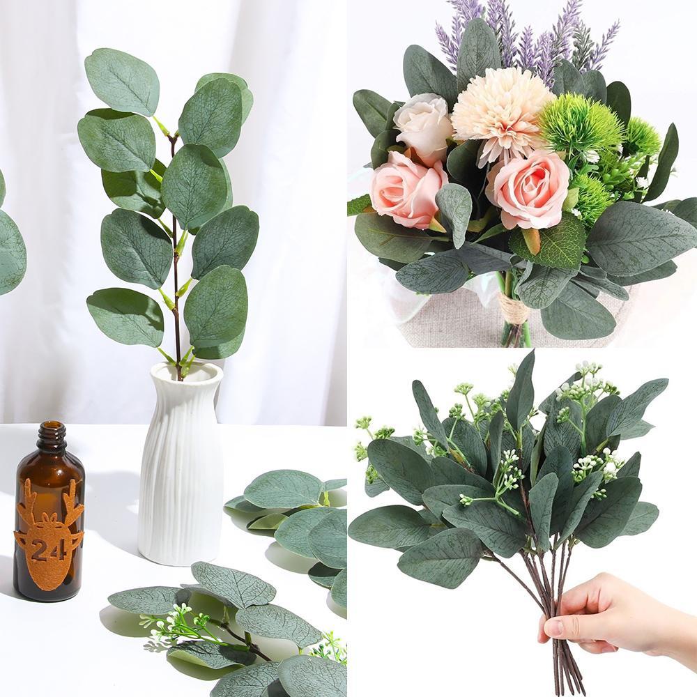 KUNHEV Set 10 Nhánh Lá Bạch Đàn Nhân Tạo Trang Trí Nhà Cửa