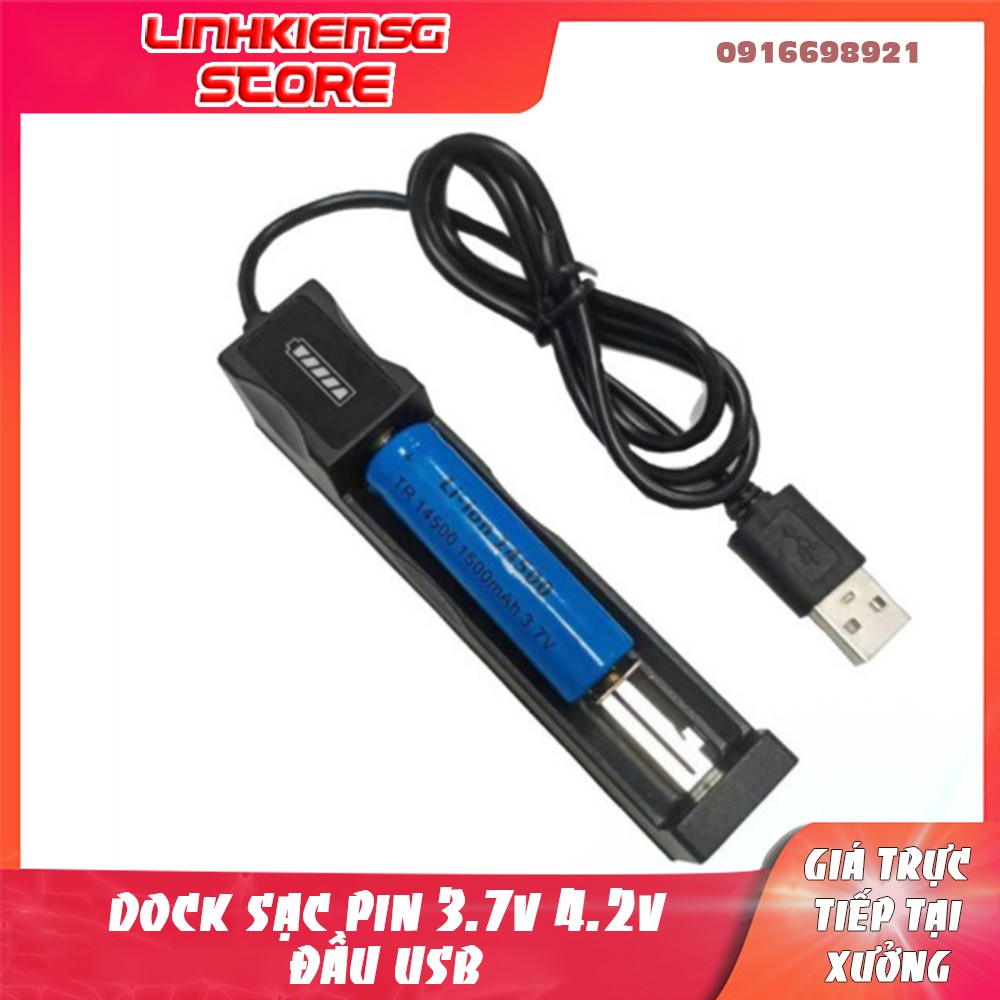 Bộ sạc đa năng 1 pin cổng USB dock sạc pin 3.7v 4.2v