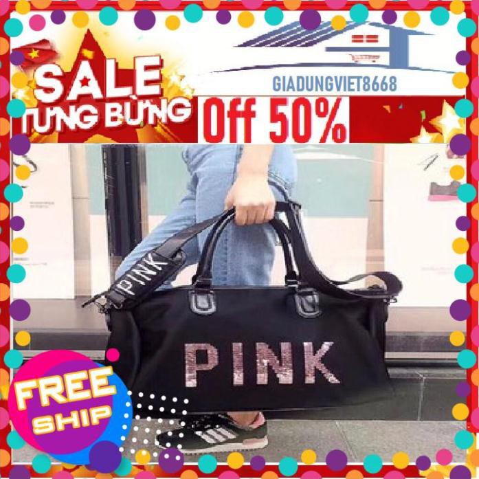 [Giadungonline] Túi du lịch pink đen size to