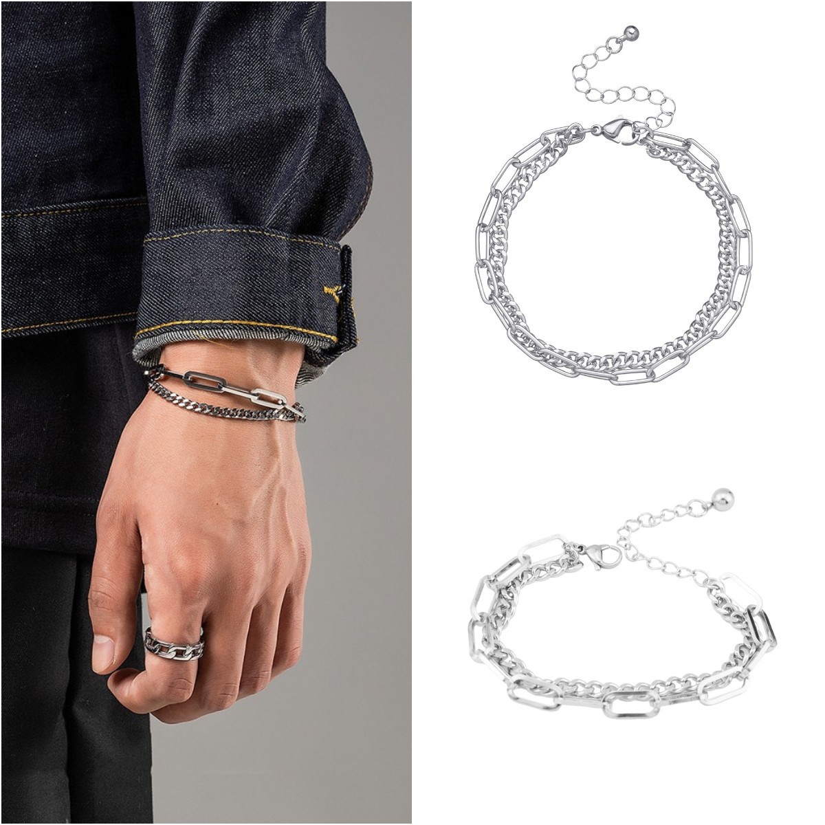 [Mã FAMAYFA giảm 10K đơn 50K] Vòng Tay Hai Lớp Kiểu Dáng Đơn Giản Thời Trang