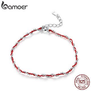 Bamoer Vòng Đeo Tay Xỏ Hạt Bạc 925 Màu Đen Và Đỏ Thời Trang Cho Nữ Làm Quà Tặng Bạn Bè SCB173