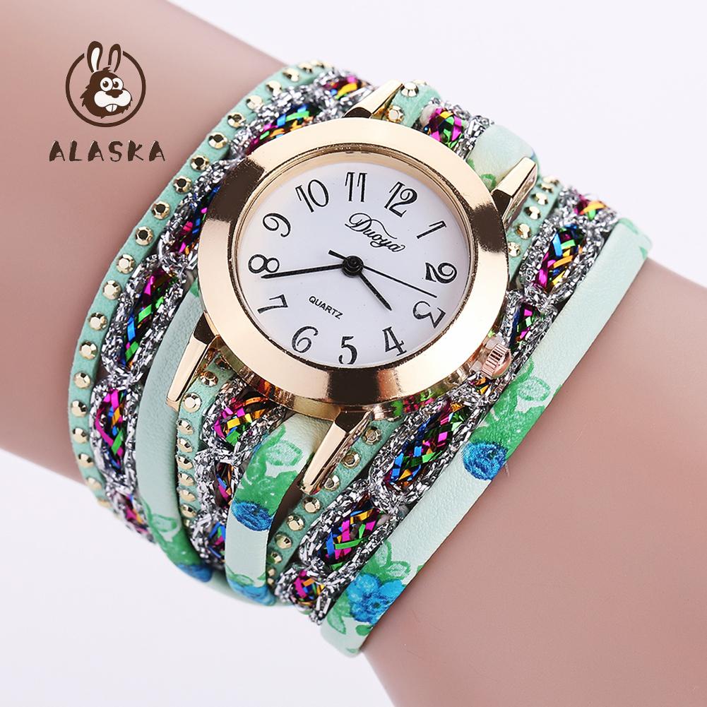 Đồng hồ quartz chạy kim với dây đeo dạng vòng tay màu xanh lá (294590.05)