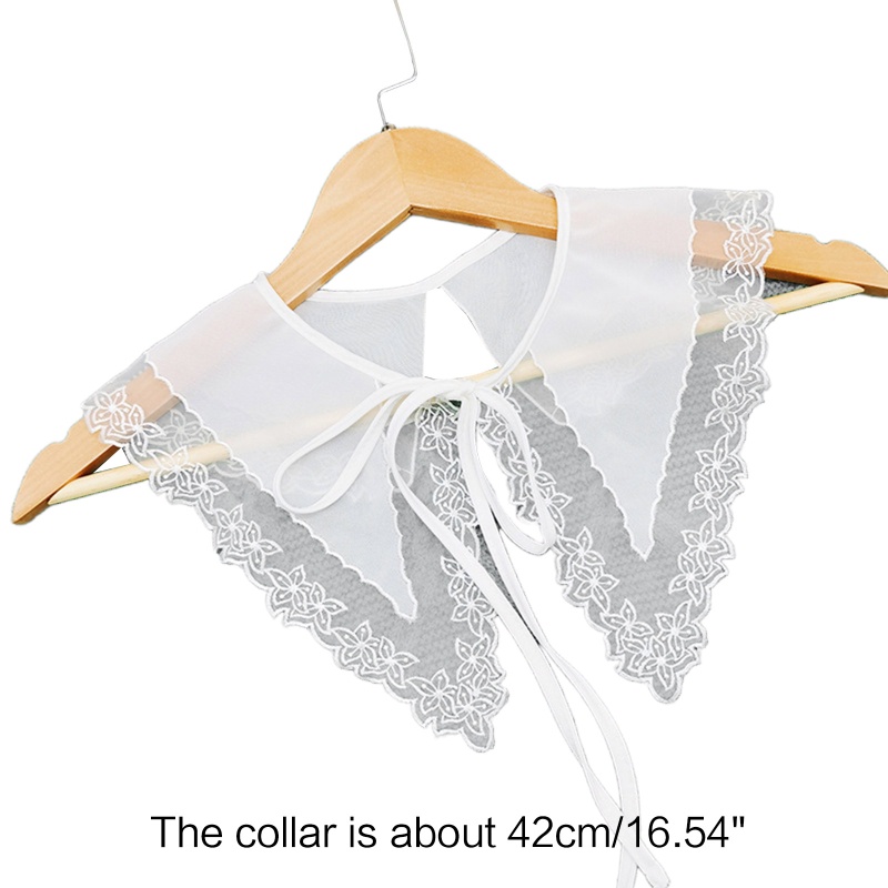 Khăn Choàng Cổ Chiffon Màu Trắng Thêu Hoa Có Thể Tháo Rời Cho Nữ