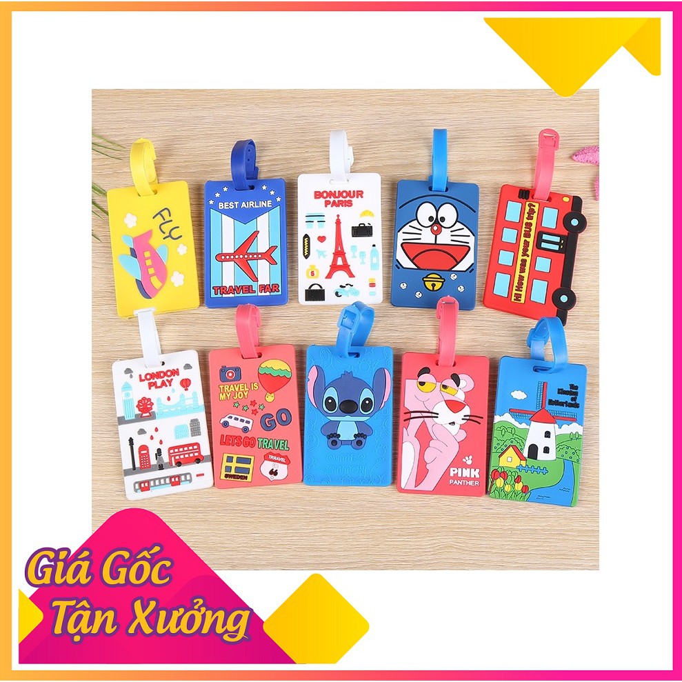 Thẻ bảng tên hành lý vali họa tiết bắt mắt nhiều màu sắc chống thất lạc