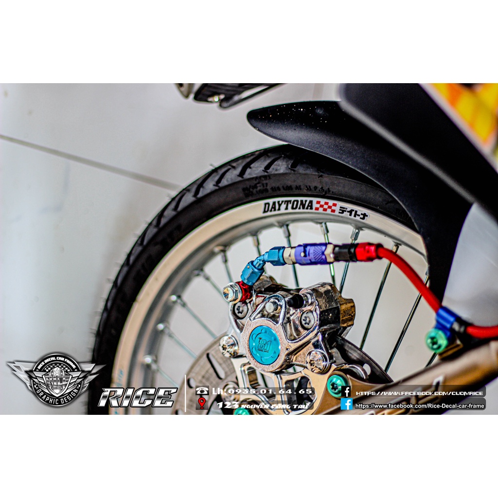 Tem niềng DAYTONA  1bộ 4 miếng dán được tất cả màu sơn