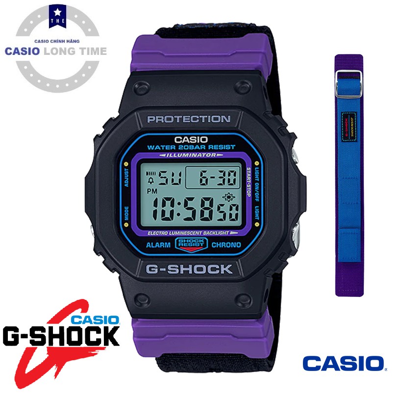 Đồng Hồ Nam Casio G Shock DW-5600THS-1 - Nam - Dây Vải - Chống Nước 200m - Tặng Dây Vải Cao Cấp - Bảo Hành 5 Năm