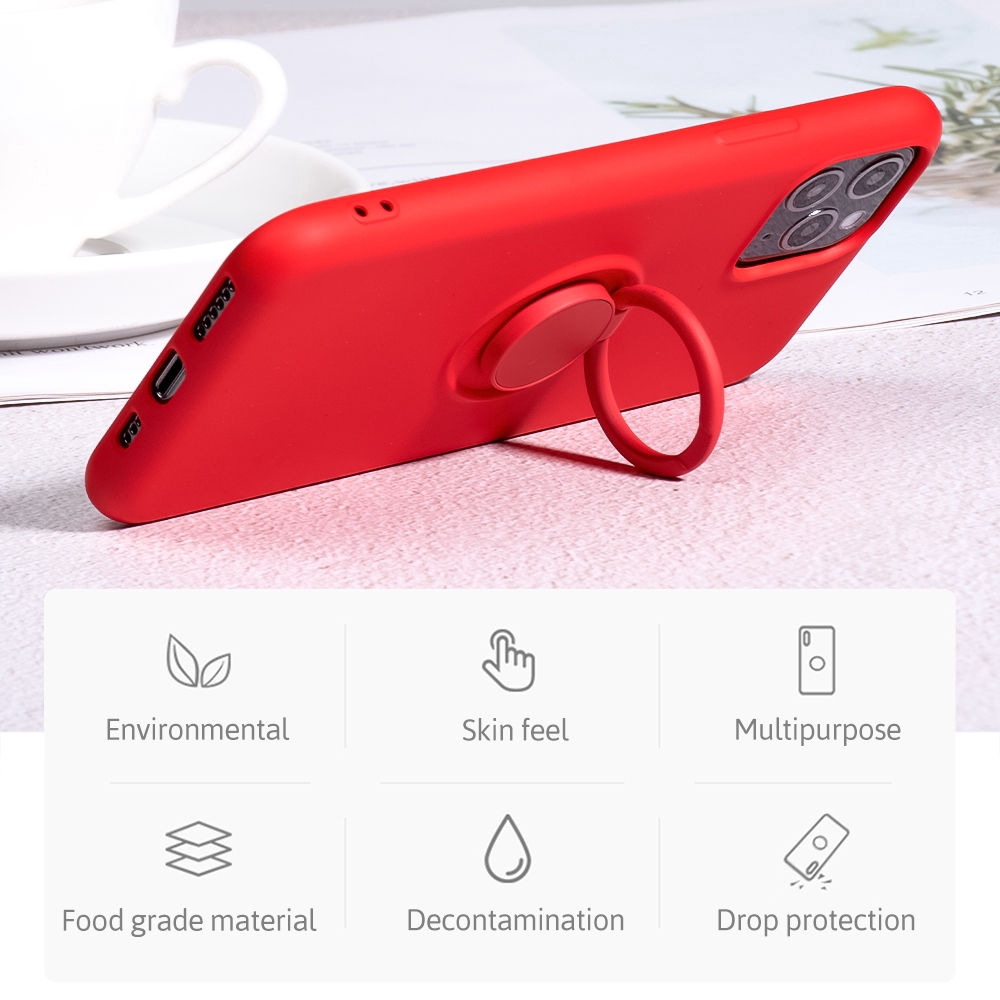 Ốp điện thoại Tpu mềm có giá đỡ dạng nhẫn trơn màu cho iPhone 11 Pro X XS Max XR