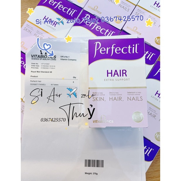 (Hàng air ✈️ bill date 11/2024) Viên uống Perfectil Hair Extra Support 60 viên