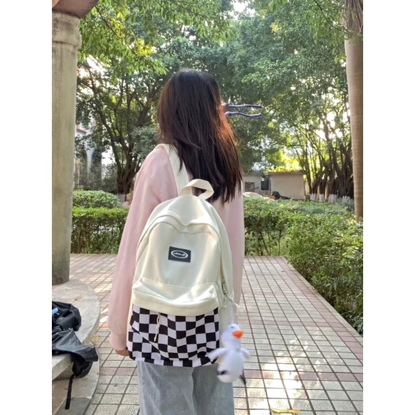 Balo Ulzzang Phối Hoạ Tiết Caro , Kiểu Dáng Unisex cho Học Sinh , Sinh Viên BL01