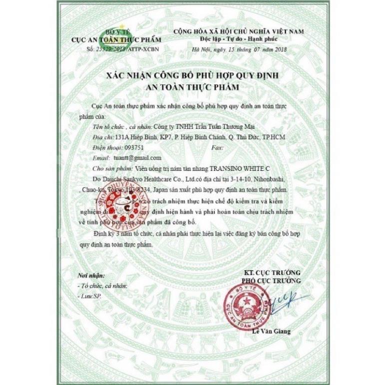 Viên uống mờ nám, sáng da Transino 240 viên