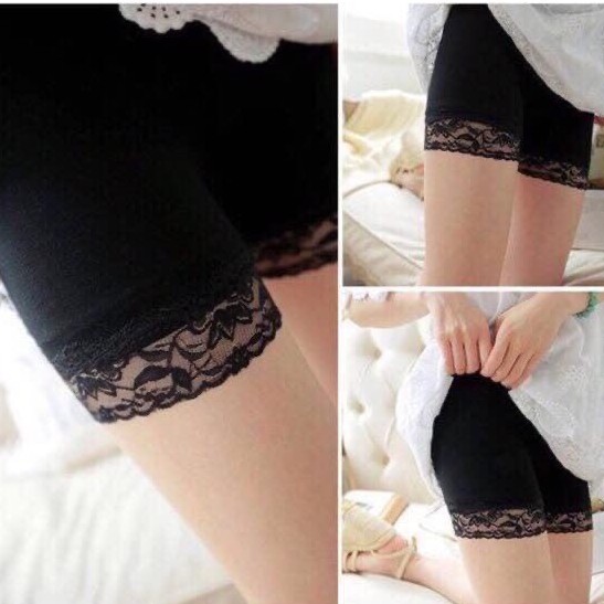 Quần mặc váy cotton pha ren co zãn nhiều không hằn thịt-giadungsieure